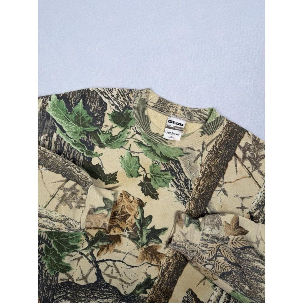 Vintage Jerzees Sweatshirt Mens L Realtree Camo Crewneck Made in USA